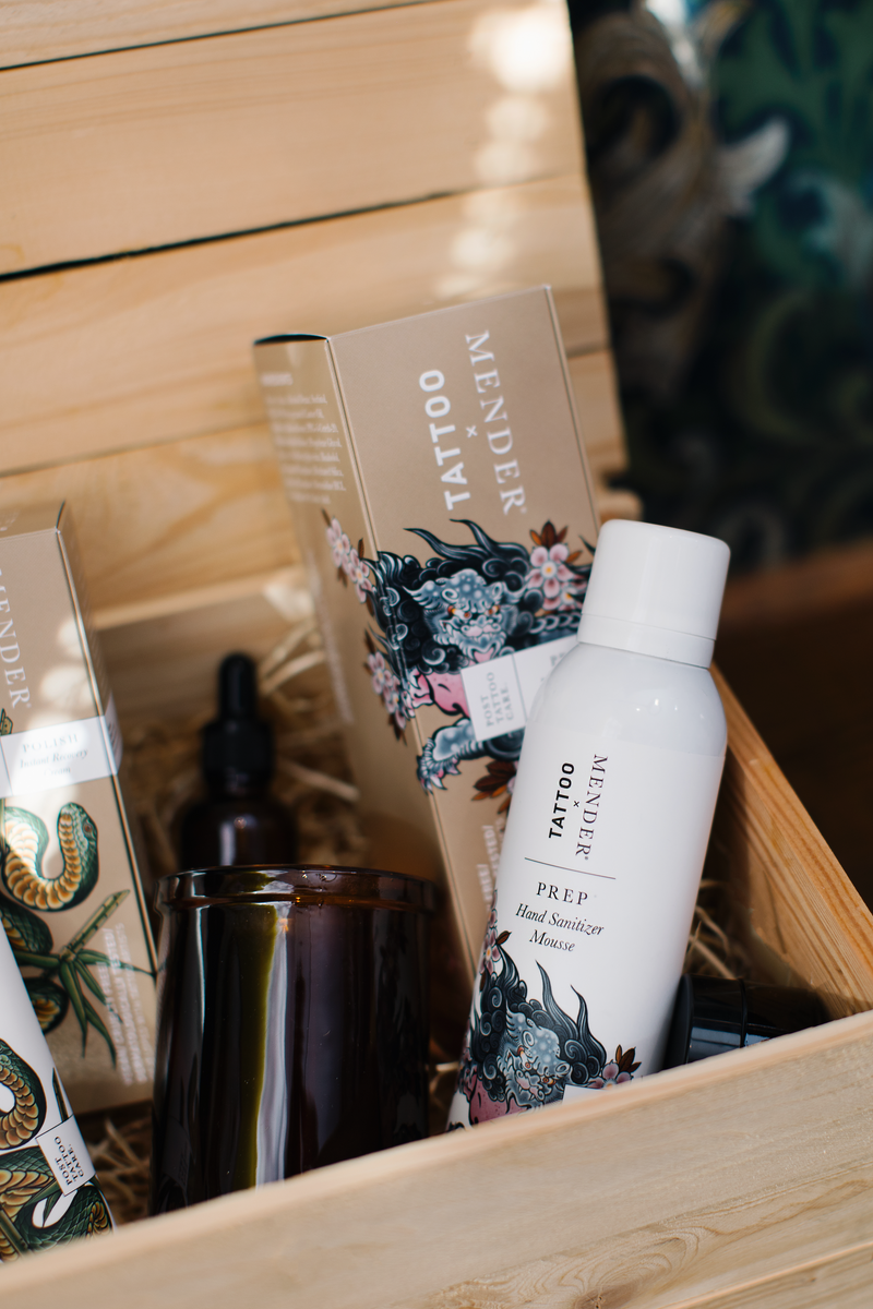 prep: hand sanitizer mousse i trälåda